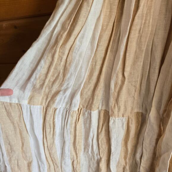 Laude The Label x Madewell Organic Linen Tiered Maxi Dress Tulum Stripe L Boho - Picture 6 of 8